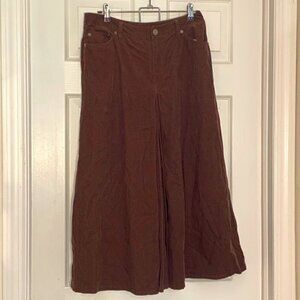 Style & Co. Brown Cotton Corduroy Skirt With Pleats in Tuck